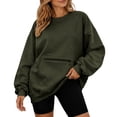 thumbnail image 1 of Tqcoqu Women's Crew Neck Oversized Sweatshirt, Long Sleeve Pullover with Zipper Kangaroo Pocket Casual Top, 1 of 9