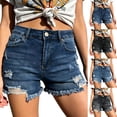 thumbnail image 1 of Tqcoqu Women's Denim Jean Hot Pants,High Waist Ripped Distressed Frayed Hem Trendy Shorts,Black Women's S-XXL, 1 of 6