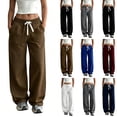 thumbnail image 1 of Tqcoqu Women's Drawstring Elastic Waist Wide Leg Sweatpants with Pockets,Solid Casual Trousers,2026 Womens Trendy Clothes,Coffee Women's S-XXL, 1 of 9