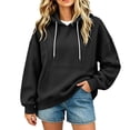 thumbnail image 1 of Tqcoqu Women's Drawstring Hooded Sweatshirt, Oversized Drop Shoulder Pullover With Kangaroo Pocket Ribbed Cuffs Soft Brushed Knit Casual Hoodie, 1 of 7