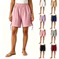 thumbnail image 1 of Tqcoqu Women's Elastic Waist Textured Casual Shorts,Side Drawstring Slits Summer Shorts with Pockets,Pink Women's S-XXL, 1 of 7