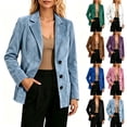 thumbnail image 1 of Tqcoqu Women's Faux Suede Notched Lapel Blazer,Three Button Long Sleeve Casual Work Suit Jacket with Pocket,2026 Fall Winter Trendy Clothes,Light Blue Women's S-XXXL, 1 of 7