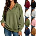 thumbnail image 1 of Tqcoqu Women's Half Zip Stand Collar Sweatshirt,Drop Shoulder Long Sleeve Casual Pullover Tops,Solid Color Basic Sweatshirt for Women,Army Green Women's S-XXL, 1 of 6