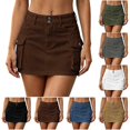 thumbnail image 1 of Tqcoqu Women’s High Waist Double Button Cargo Mini Skirt, Solid Color A Line Denim Skirt with Flap Pockets,Women's,Size S-XL, 1 of 7