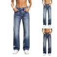 thumbnail image 1 of Tqcoqu Women's High Waist Narrow Wide Leg Jeans,Light Wash Stretch Classic Loose Straight Denim Pants With Pockets,Blue Women's S-XXL, 1 of 8