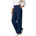 thumbnail image 1 of Tqcoqu Women's High Waist Wide Leg Dress Pants,Solid Pleated Split Hem Office Casual Trousers with Pockets, 1 of 9