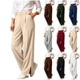 thumbnail image 1 of Tqcoqu Women's High Waist Wide Leg Dress Pants,Solid Pleated Split Hem Office Casual Trousers with Pockets, 1 of 10