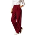 thumbnail image 1 of Tqcoqu Women's High Waist Wide Leg Dress Pants,Solid Pleated Split Hem Office Casual Trousers with Pockets, 1 of 1