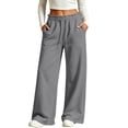 thumbnail image 1 of Tqcoqu Women's High Waist Wide Leg Sweatpants,Ruffle Drawstring Solid Casual Long Pants with Pockets, 1 of 9