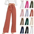 thumbnail image 1 of Tqcoqu Women's High Waisted Wide Leg Lounge Pants, Lightweight Loose Work Elastic Casual Outfits Trousers with Pockets, 1 of 7