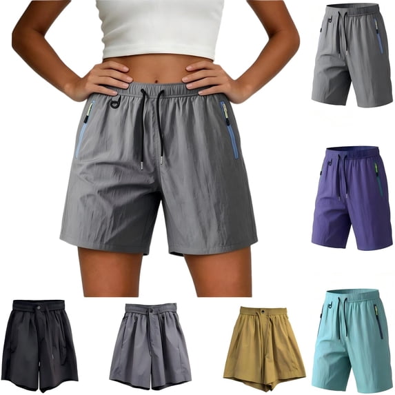 Tqcoqu Women's Hiking Shorts Quick Dry Golf Active Athletic Short Casual Lightweight Summer Basic Shorts with Zipper Pockets,A-Gray Women's S-XXL