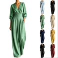 thumbnail image 1 of Tqcoqu Women's Jumpsuits,High Waist Wide Leg Jumpsuit,Wrap V Neck 3/4 Sleeve Long Romper Dressy Elegant One Piece Outfit, 1 of 6