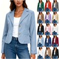 thumbnail image 1 of Tqcoqu Women's Lapel Collar 2 Button Cropped Blazer,Long Sleeve Solid Casual Jacket,Office Work Slim Blazer Jacket,Light Blue Women's S-XXL, 1 of 10