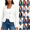 thumbnail image 1 of Tqcoqu Women's Lapel Collar 2 Button Cropped Blazer,Long Sleeve Solid Casual Jacket,Office Work Slim Blazer Jacket,White Women's S-XXL, 1 of 10