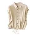 thumbnail image 1 of Tqcoqu Women's Linen Button Down Shirt Short Sleeve,Pleated Blouse Lightweight Loose Fit Casual Tops,Beige Women's M-XXL, 1 of 4