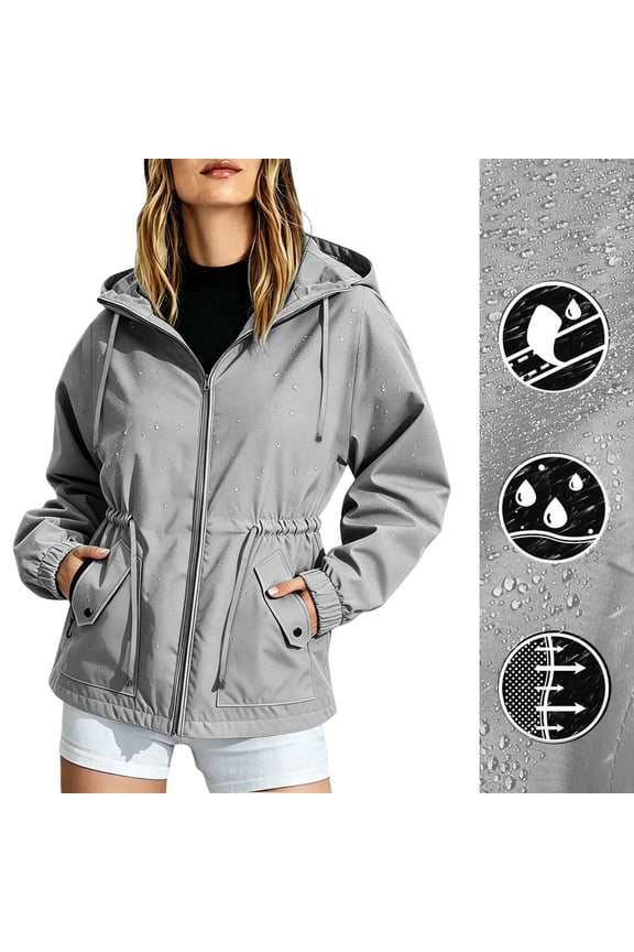 Women's Mountain Hiking Jacket,Water Resistant Windproof Camping Running Trekking Coat with Pocket,Gray Women's S-XXXL