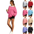 thumbnail image 1 of Tqcoqu Women's Off Shoulder Long Sleeve Sweatshirt, Oversized Drop Shoulder Loose Casual Pullover Tops for Fall, 1 of 10