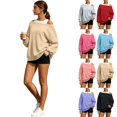 thumbnail image 1 of Tqcoqu Women's Off Shoulder Long Sleeve Sweatshirt, Oversized Drop Shoulder Loose Casual Pullover Tops for Fall, 1 of 10