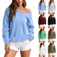 thumbnail image 1 of Tqcoqu Women's Off Shoulder V Neck Sweatshirts,2026 Fall Long Sleeve Pullover Tops,Lightweight Comfy Y2K Casual Fall Outfits, 1 of 7