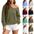 thumbnail image 1 of Tqcoqu Women's Off Shoulder V Neck Sweatshirts,2026 Fall Long Sleeve Pullover Tops,Lightweight Comfy Y2K Casual Fall Outfits, 1 of 8