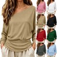 thumbnail image 1 of Tqcoqu Women's Off The Shoulder Sweatshirt Asymmetrical Tops Y2k Long Sleeve T Shirt Going Out Tops, 1 of 8