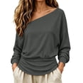 thumbnail image 1 of Tqcoqu Women's Off The Shoulder Sweatshirt Asymmetrical Tops Y2k Long Sleeve T Shirt Going Out Tops, 1 of 7