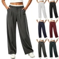 thumbnail image 1 of Tqcoqu Women's Pinstripe Wide Leg Suit Pants,Contrast Elastic Waist Pleated Straight Fit Dress Trousers with Side Pockets, 1 of 5