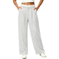 thumbnail image 1 of Tqcoqu Women's Pinstripe Wide Leg Suit Pants,Contrast Elastic Waist Pleated Straight Fit Dress Trousers with Side Pockets, 1 of 4
