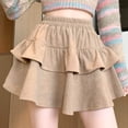 thumbnail image 1 of Tqcoqu Women's Pleated Mini Skirt Layered Ruffled Short Skirts Elastic High Waisted Mini Skirt Dressy Fashion Skirts,Khaki,Women's S-XL, 1 of 1