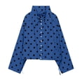 thumbnail image 1 of Tqcoqu Women's Polka Dot Cropped Jacket,Stand Collar Button Down Lightweight Oxford Cloth Windbreaker With Drawstring Hem And Pockets, 1 of 8