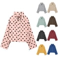 thumbnail image 1 of Tqcoqu Women's Polka Dot Cropped Jacket,Stand Collar Button Down Lightweight Oxford Cloth Windbreaker With Drawstring Hem And Pockets, 1 of 8