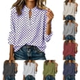 thumbnail image 1 of Tqcoqu Women's Polka Dot Stand Collar Half Placket Blouse Long Sleeve Loose Casual Office Long Shirt, 1 of 9