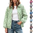 thumbnail image 1 of Tqcoqu Women's Polka Dot Zip Up Jacket, Lapel Collar Bubble Sleeve Loose Lightweight Windbreaker Casual Outerwear,Women's,Size M-XXXL, 1 of 9