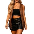 thumbnail image 1 of Tqcoqu Women's Rivet Fringe Suede Vest,Open Front Sleeveless Western Cowboy Style Casual Layering Waistcoat Jacket, 1 of 5