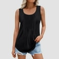 thumbnail image 1 of Tqcoqu Women's Lightweight Breathable Pleated Tank Top, Scoop Neck Sleeveless Curved Hem Casual Tunic,Black,Women's S-XXXXXL, 1 of 6