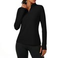 thumbnail image 1 of Tqcoqu Women's Shirts Long Sleeve Quarter Zip Sun Protection Quick Dry Workout Hiking Athletic Shirts,Black,Women's S-XXL, 1 of 6