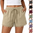thumbnail image 1 of Tqcoqu Women's Shorts for Lounge & Casual, Soft High Waist Shorts for Home,Summer with Pockets, Travel and Beach Vacation,A-Pink Women's S-XXXL, 1 of 9