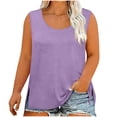 thumbnail image 1 of Tqcoqu Women's Sleeveless Plus Size Tank, Soft and Breathable Round Neck Casual Summer Vest,Purple,Women's L-XXXXXL, 1 of 6