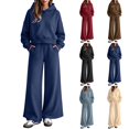 thumbnail image 1 of Tqcoqu Women's Solid 2 Piece Tracksuit,Cropped Hoodie Sweatshirt & Elastic Waist Wide Leg Sweatpants,Casual Streetwear Loungewear Outfit Set,Navy Women's S-XXL, 1 of 8