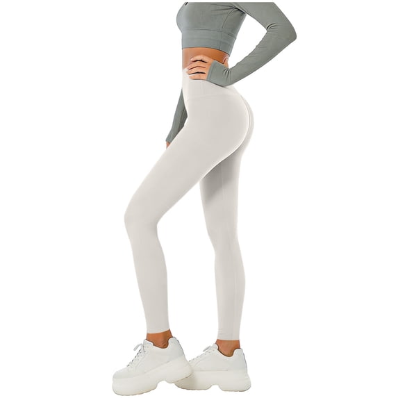 Tqcoqu Women's Solid Color High Waisted SportsTight Yoga Pants for Workout, Yoga & Daily Wear,White,Women's S-XXXL