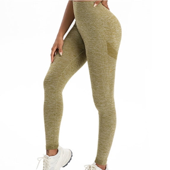 Tqcoqu Women's Solid Color Seamless Yoga Leggings High Waist Fitness Running Workout SweatPants,Army Green,Women's S-XL
