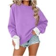 thumbnail image 1 of Tqcoqu Women's Solid Crew Neck Pullover Sweatshirt,Fake Two Piece Ruffle Flounce Cuff Long Sleeve Loose Casual Tops For Fall Winter,Purple Women's S-XXL, 1 of 6