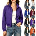 thumbnail image 1 of Tqcoqu Women's Stand Collar Zip Up Windbreaker,Cropped Lightweight Water Resistant Athletic Jacket with Pockets,Purple Women's S-XXXL, 1 of 10