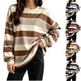 thumbnail image 1 of Tqcoqu Women's Striped Crew Neck Sweatshirt,Long Sleeve Drop Shoulder Loose Casual Pullover Top,2026 Trendy Clothes, 1 of 6