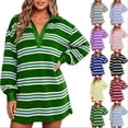 thumbnail image 1 of Tqcoqu Women's Striped Sweatshirt Dress Long Sleeve V Neck Oversized Pullover Sweatshirt Fall Outfits, 1 of 10