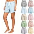 thumbnail image 1 of Tqcoqu Women's Summer Casual Shorts with Pockets,Striped Drawstring Elastic Waist Y2k Shorts,2026 Spring Summer Trendy Pants,Blue Women's S-XXL, 1 of 6