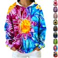 thumbnail image 1 of Tqcoqu Women's Tie Dye Waffle Knit Hoodie,Drawstring Hood Long Sleeve Casual Pullover Plus Size Sweatshirt with Kangaroo Pocket, 1 of 8