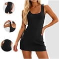 thumbnail image 1 of Tqcoqu Women's U Neck Sleeveless Bodycon Mini Dress with Built-In Shorts,Stretch Athletic Workout Tennis Dress with Side Pockets,Black Women's S-XXL, 1 of 8