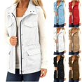 thumbnail image 1 of Tqcoqu Women's Utility Cargo Vest with Multi Pockets,Stand Collar Zip Up Drawstring Waist Sleeveless Casual Outdoor Waistcoat Jacket, 1 of 1