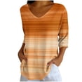 thumbnail image 1 of Tqcoqu Women's V Neck Tunic Tops,3/4 Sleeve Gradient Print Casual Loose Daily Wear Tops,Khaki Women's S-XXL, 1 of 7